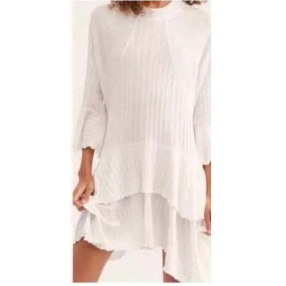 FP Beach Ivory Sweet Rose Ribbed Ruffle Tunic - Size S - Picture 2 of 11